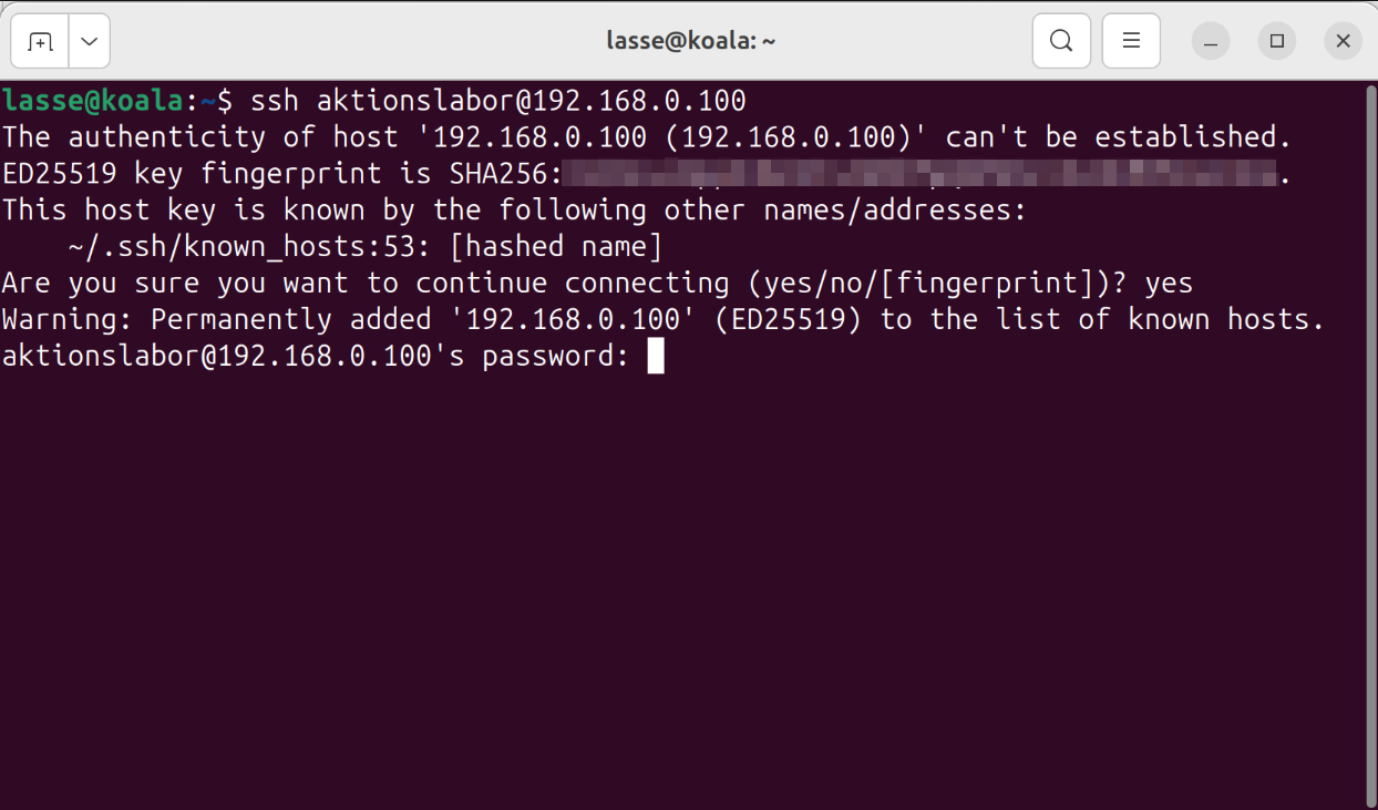 Kommandozeile enter password
